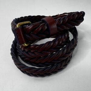 Vtg GAP Brown Braided leather Skinny Belt womens 40-44 Adjustable